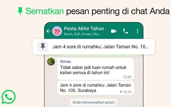 Permudah User Sematkan Pesan Penting, WhatsApp Luncurkan Fitur Pin Message