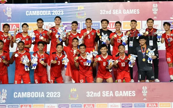 Foto Timnas Indonesia meraih medali emas SEA Games 2023 Kamboja. (Foto: PSSI.org)