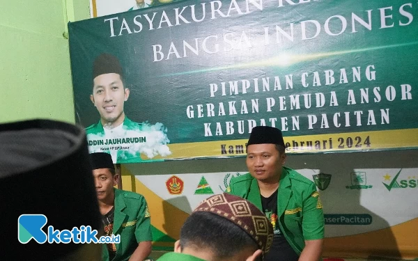 Foto Ketua PC GP Ansor, Zaenal Arifin dan jajaran dalam acara tasyakuran kemenangan bangsa Indonesia. (Foto: Zaenal Arifin for Ketik.co.id)