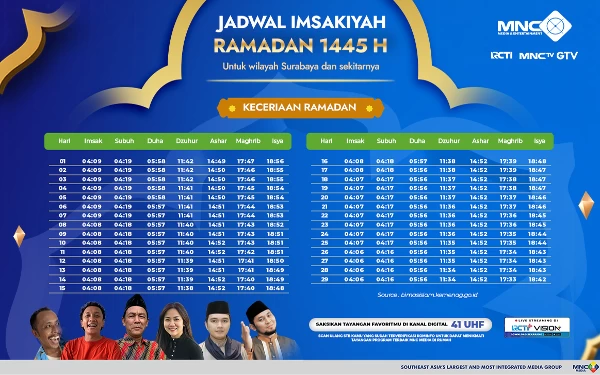 Foto Jadwal Imsakiyah GTV Surabaya ( Foto: dok. GTV)