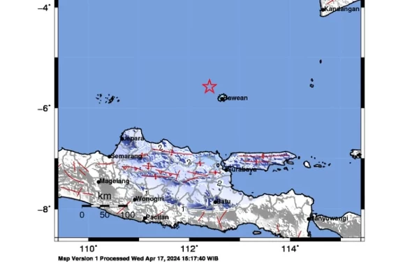 BREAKING NEWS! Gempa 5 Magnitudo di Timur Laut Tuban, Terasa Hingga Surabaya