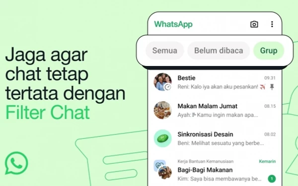 Thumbnail Mudahkan Pengguna, WhatsApp Hadirkan Filter Chat Terbaru