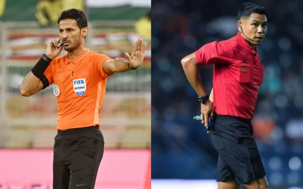 Foto Wasit Majed Alshamrani (kiri) dan Sivakorn Pu-Udom. (Foto: Arriyadiyah.com dan FB Sivakorn)