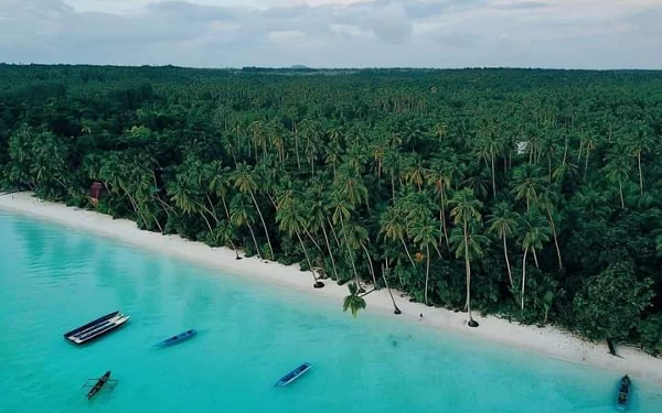 Foto Pantai Ngurbloat dengan hamparan pohon kelapa  (Foto: Pesona Indonesia)