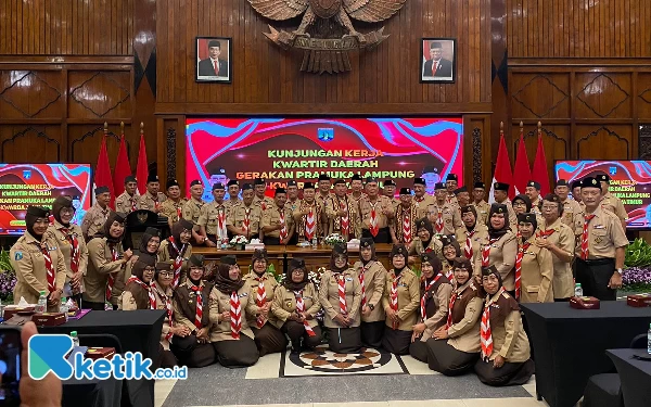 Foto Foto Bersama saat Kunjungan Kerja Kwarda Lampung ke Kwarda Jatim. (Foto: Shinta Miranda/Ketik.co.id)