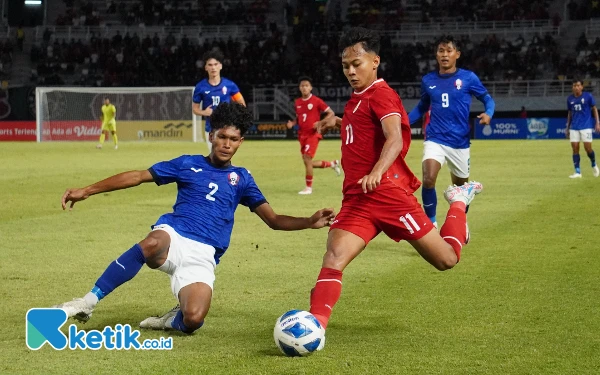 Thumbnail Berita - [Berita Foto] Timnas Indonesia U-19 Susah Payah Kalahkan Kamboja