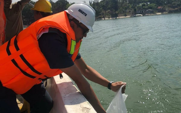 Konservasi Alam, PJT I Tebar 110 Ribu Benih Ikan di Waduk Karangkates