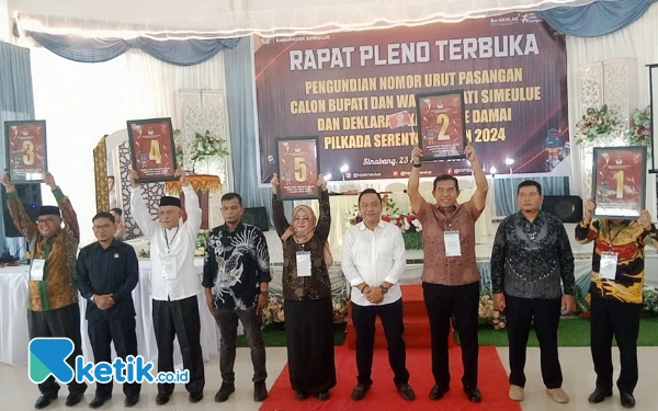 KIP Simeulue Gelar Rapat Pleno Terbuka Pengundian Nomor Urut Pasangan Bupati dan Wakil Bupati