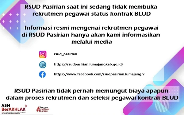 RSUD Pasirian Bantah Ada Rekrutmen Pegawai, Warga Diminta Waspadai Penipuan