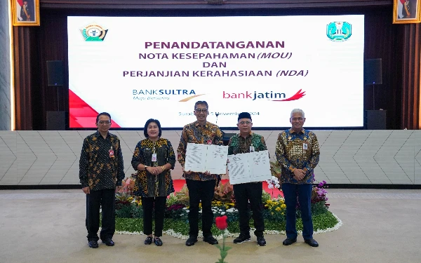 Thumbnail Bank Jatim dan Bank Sultra Resmi Tandatangani MoU Bentuk KUB