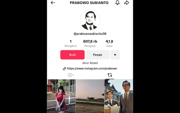 Thumbnail Berita - Viral! Akun Tiktok Prabowo Subianto Posting Ulang Perempuan Sexy