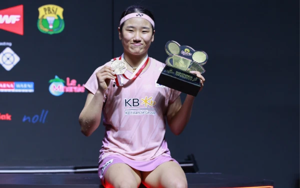 Foto Tunggal putri Korsel An Se-young jadi juara Indonesia Open 2025. (Foto: PBSI)