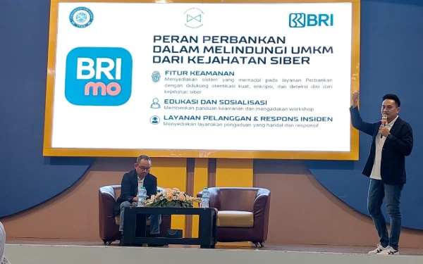 Foto Pemateri menjelaskan BRImo dilengkapi  berlapis-lapis fitur keamanan canggih dari kejahatan siber. (Foto: Istimewa)