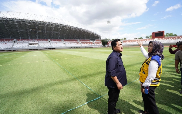 [Berita Foto] Momen Erick Thohir Cek Stadion Jakabaring Palembang