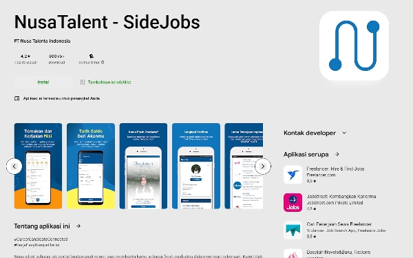 Foto Tampilan NusaTalent. (Foto : Tangkapan Layar Google PlayStore)
