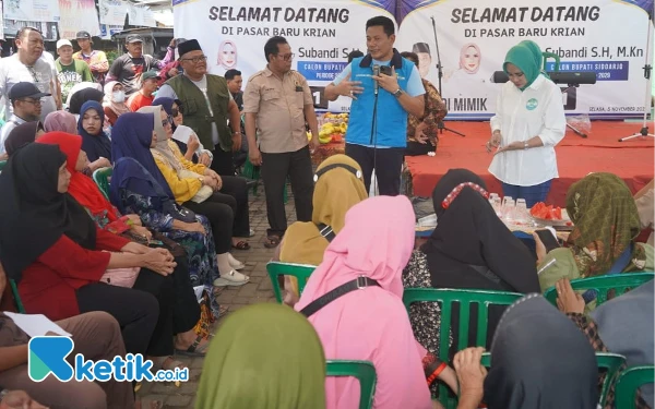 Thumbnail Calon Bupati Sidoarjo Subandi dan Cawabup Mimik Idayana Beri Solusi Keluhan Pedagang Pasar Krian