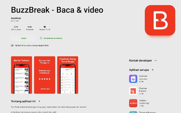 Foto Tampilan BuzzBreak. (Foto : Tangkapan Layar Google PlayStore)
