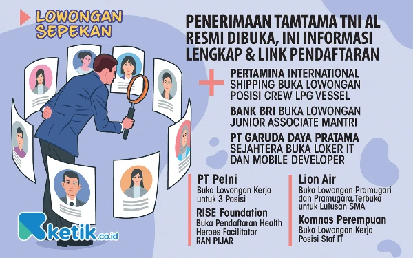 Thumbnail Berita - 9 Lowongan Kerja Sepekan: Seleksi Tamtama TNI AL hingga Staf IT Komnas Perempuan