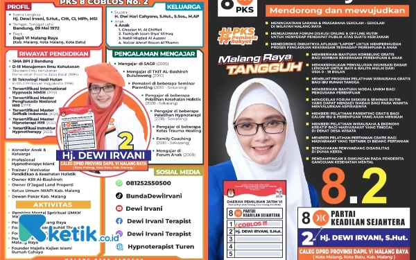 Thumbnail Aktivis Perempuan Dewi Irvani Maju Caleg DPRD Jatim dari PKS Dapil Malang Raya, Ini Profilnya