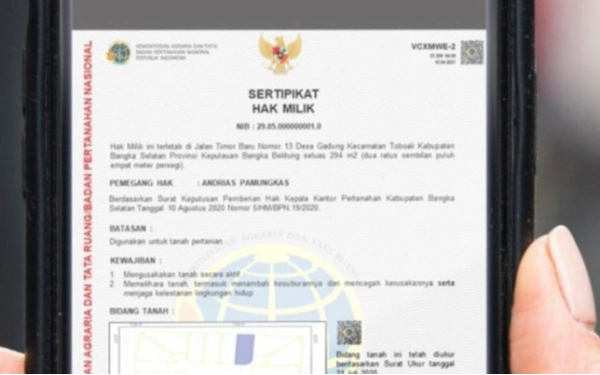 Thumbnail Kementerian ATR/BPN Sudah Terbitkan 2,4 Juta Sertifikat Tanah Elektronik, Ini Berbagai Manfaatnya untuk Pemilik